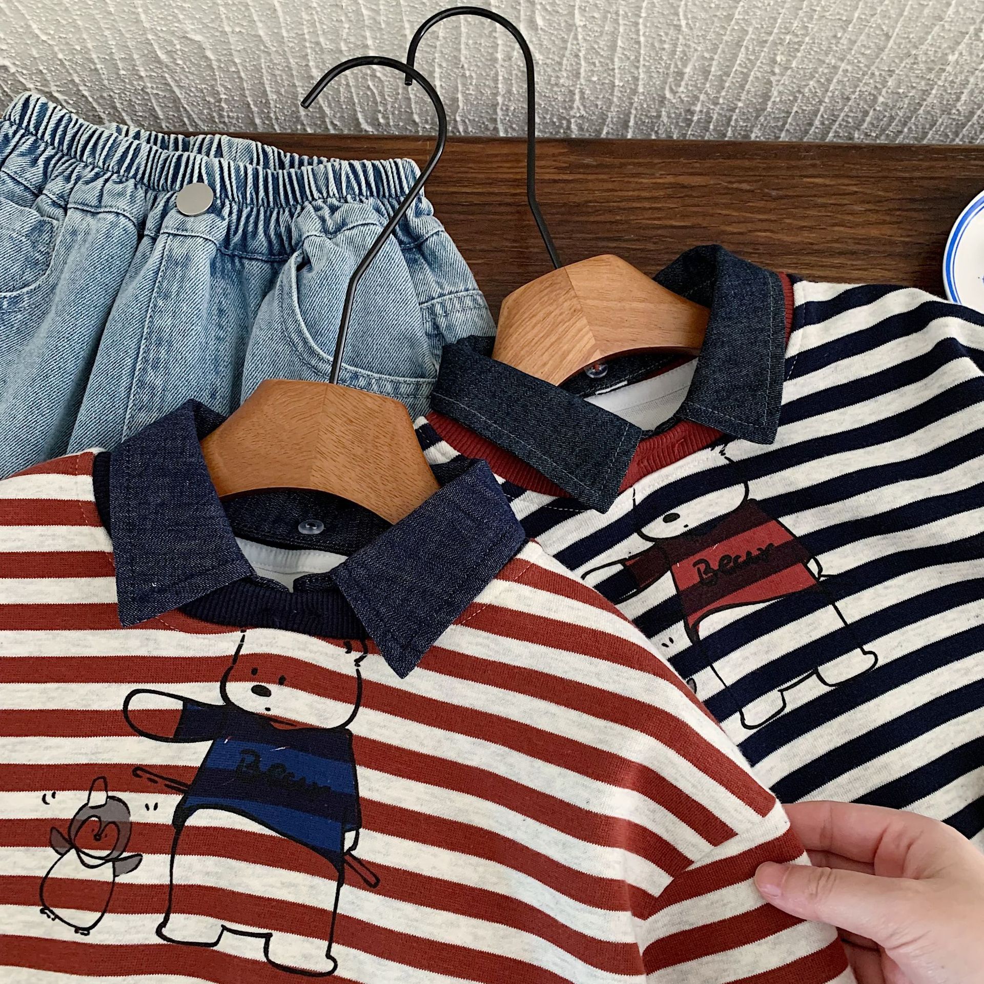 Kid Retro Stripe Polo Sweatshirt