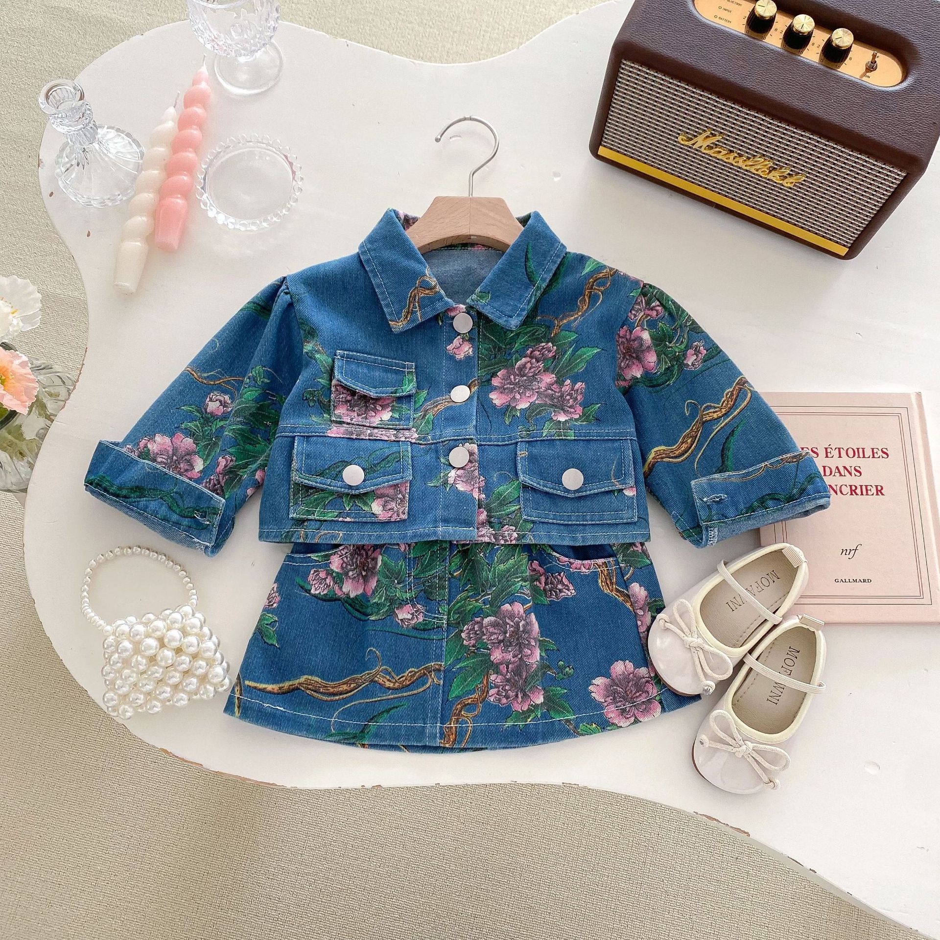 [Copy]2-Piece Baby Kid Girls Denim Half Skirt Dress Set