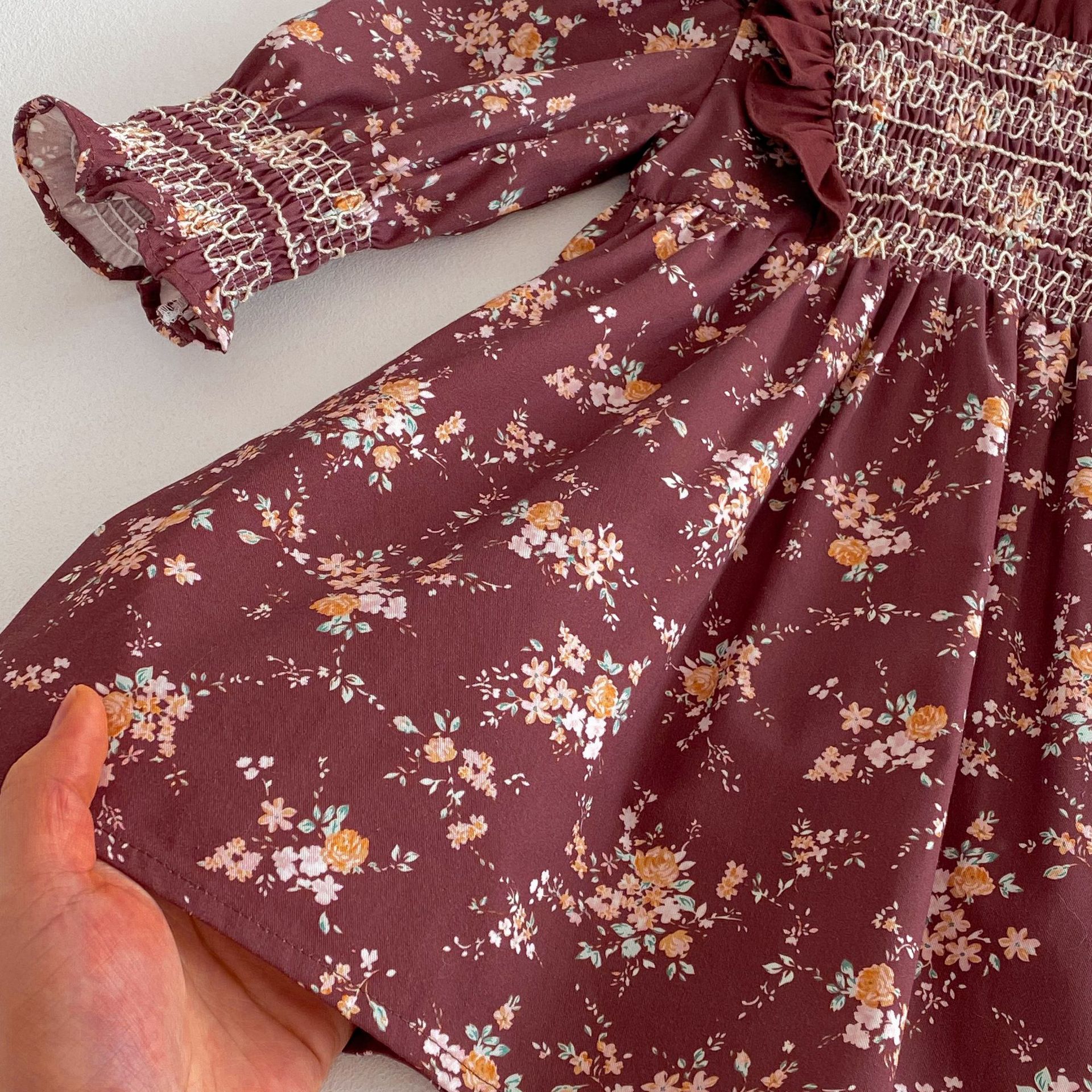 Toddler Girl Red Vintage Handmade Floral Dress