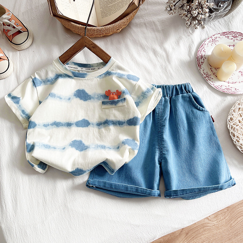 Toddler 2-Piece Blue Denim Crab Set