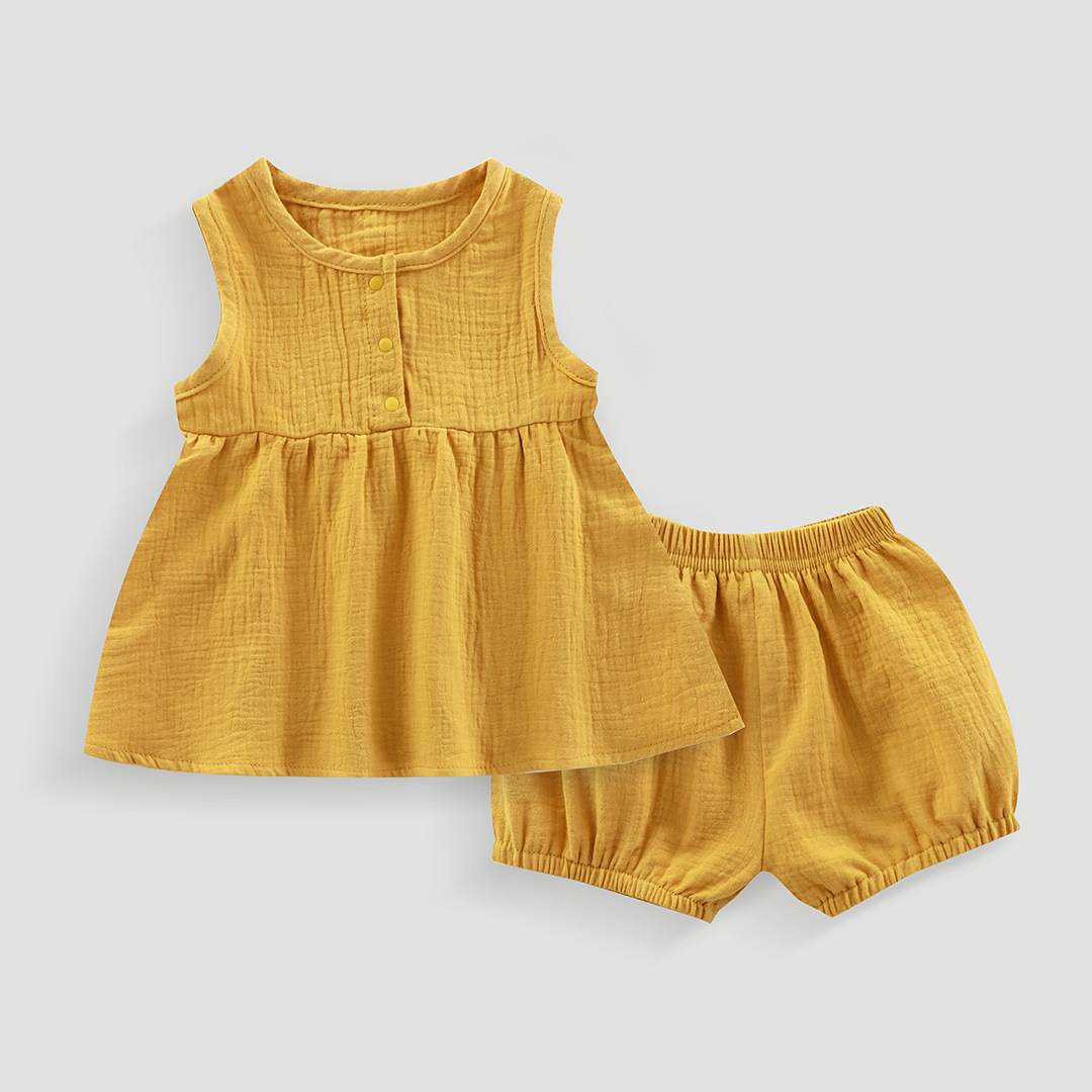 Toddler 2-Piece Solid Color Sleeveless Gauze Set