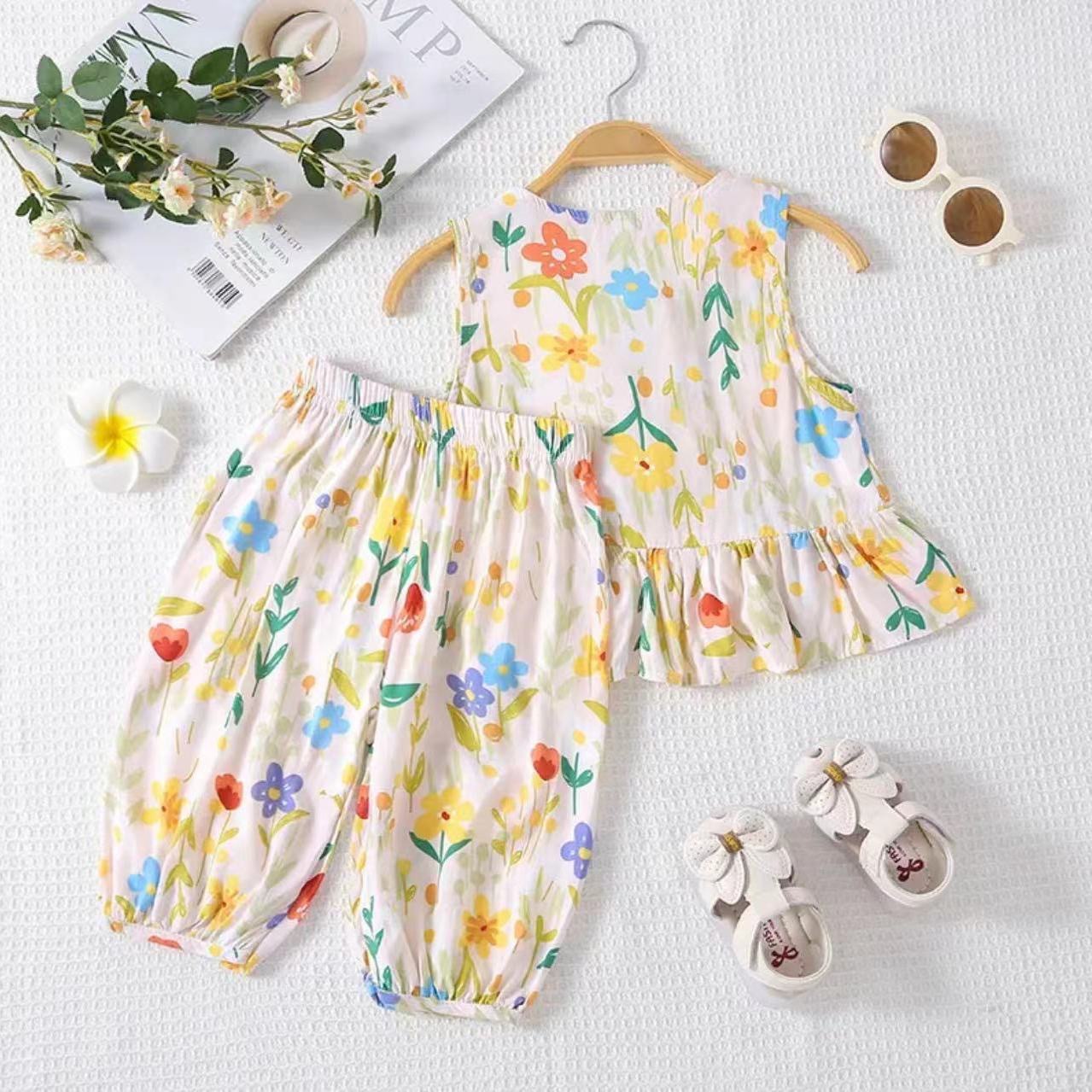 Toddler 2-Piece Flower Apricot Set