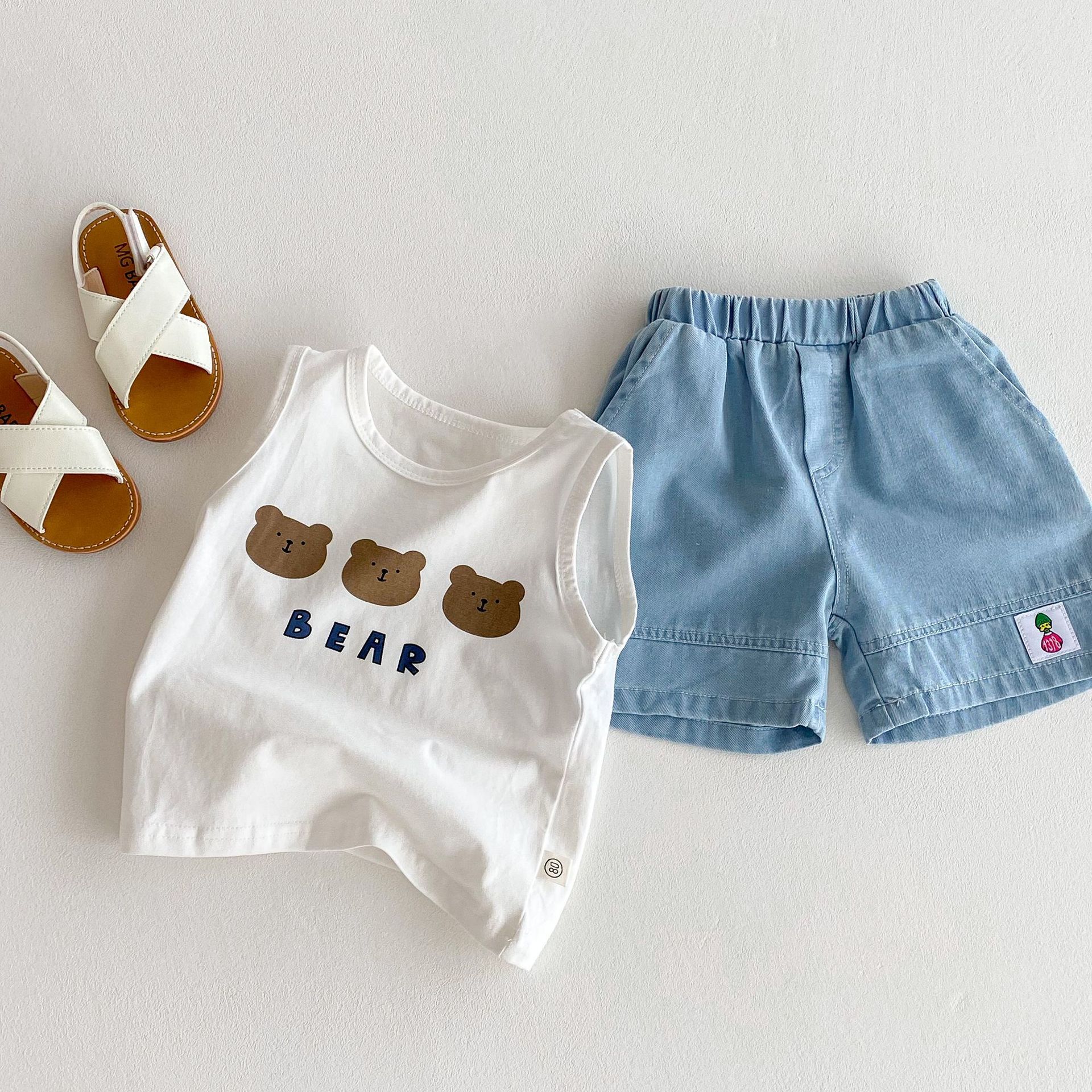 Baby 2-Piece Simple Waffle Sweatsuit Set