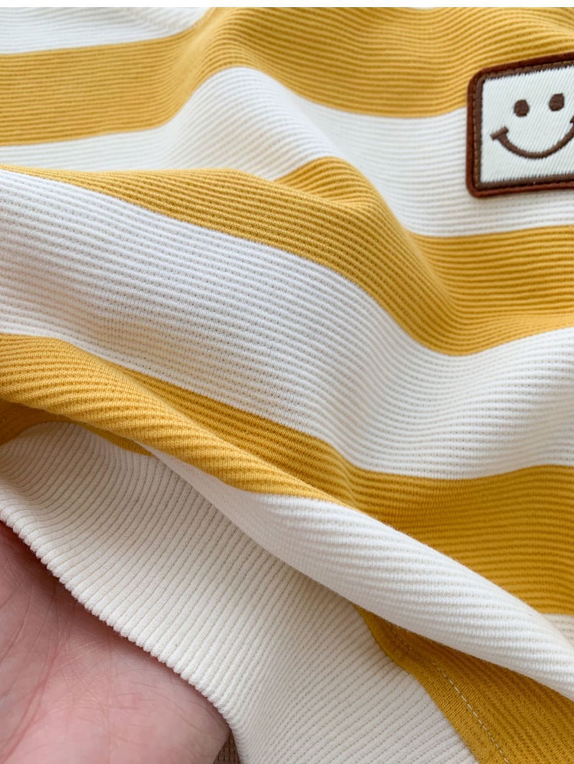 Toddler Boy Yellow Striped Smiley Face Sweatshirt