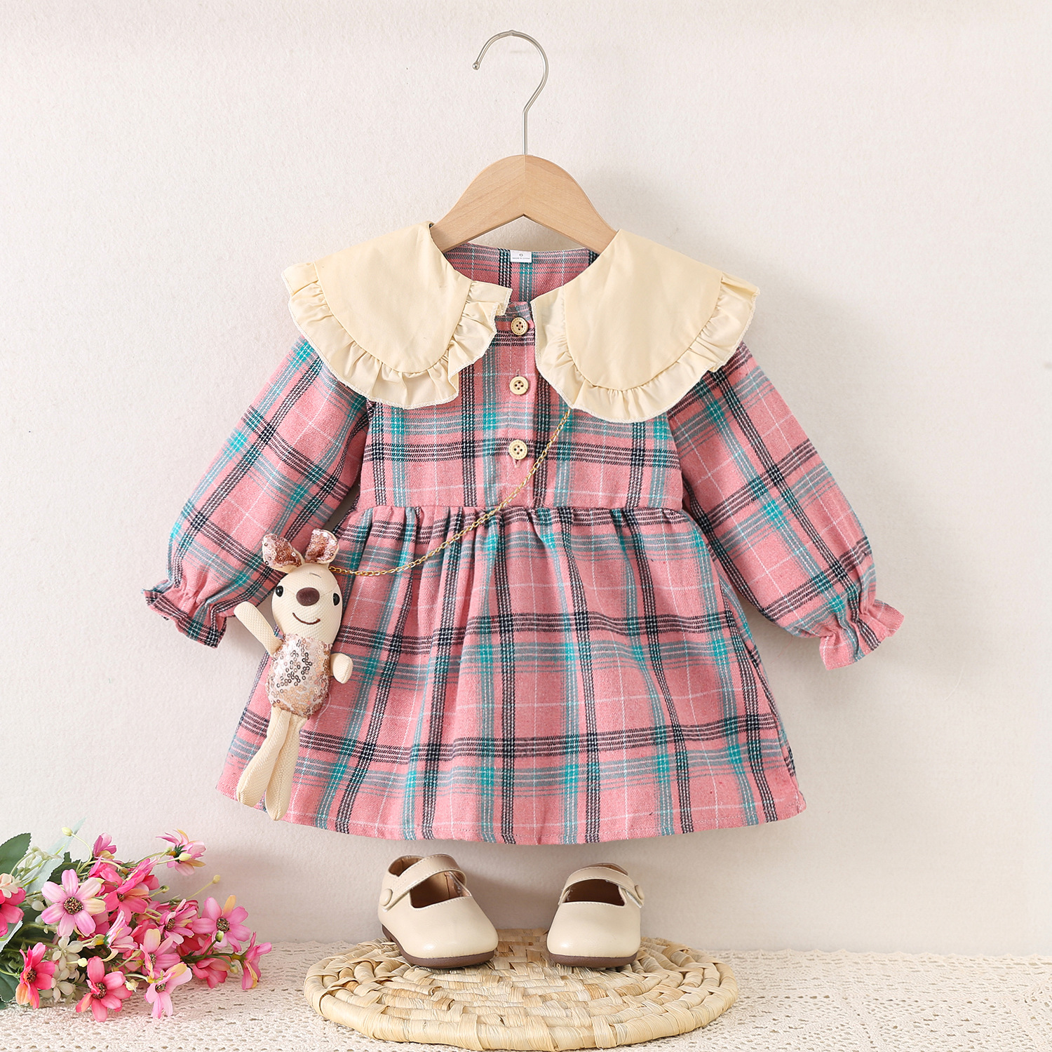 Baby Toddler Girls Paild Princess Dress (Give a doll）