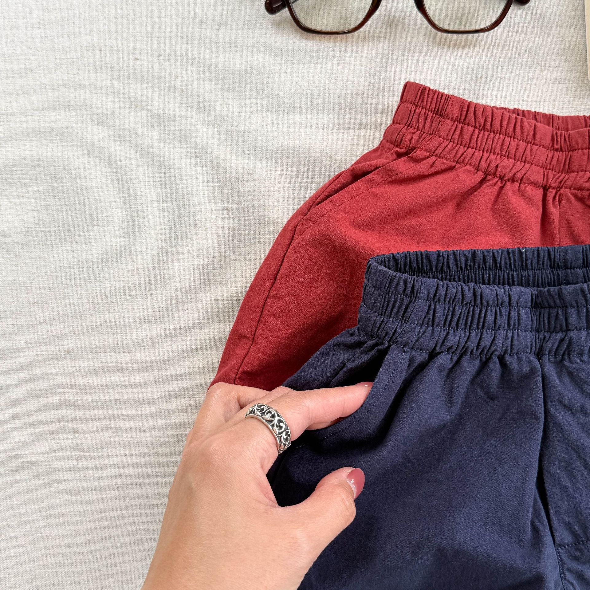 Toddler Penguins Embroidery Contrast Shorts