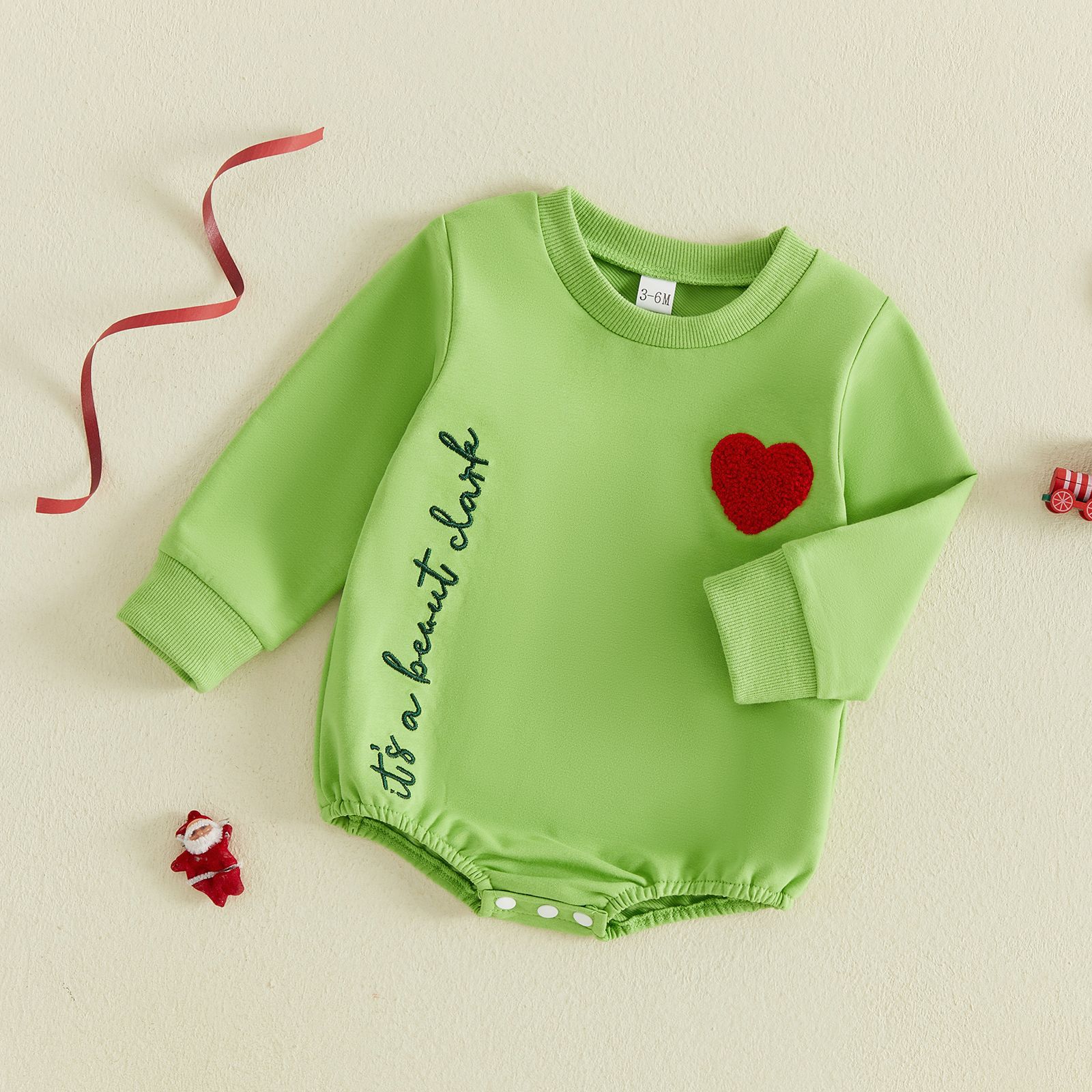 Christmas Baby Letter Heart Embroidery BODYSUIT