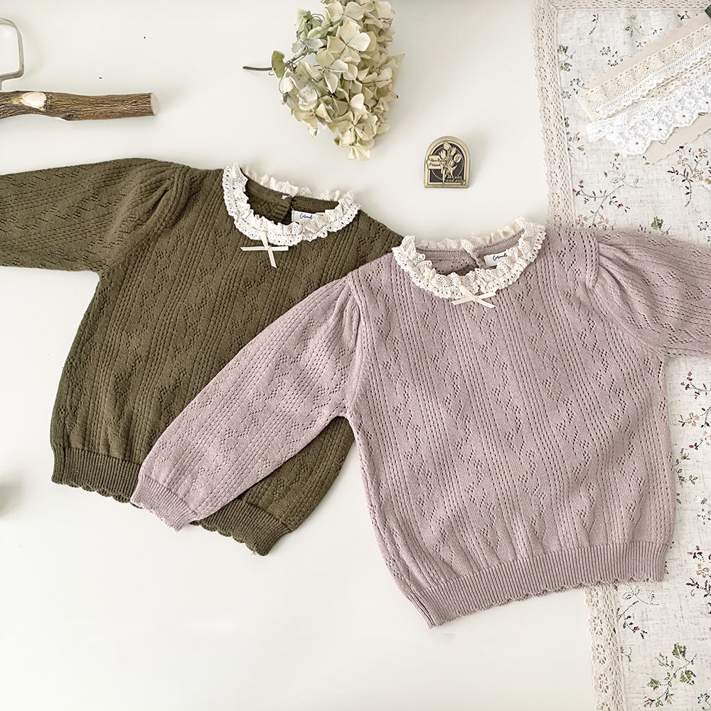 Baby Toddler Girl Lace Collar Sweater