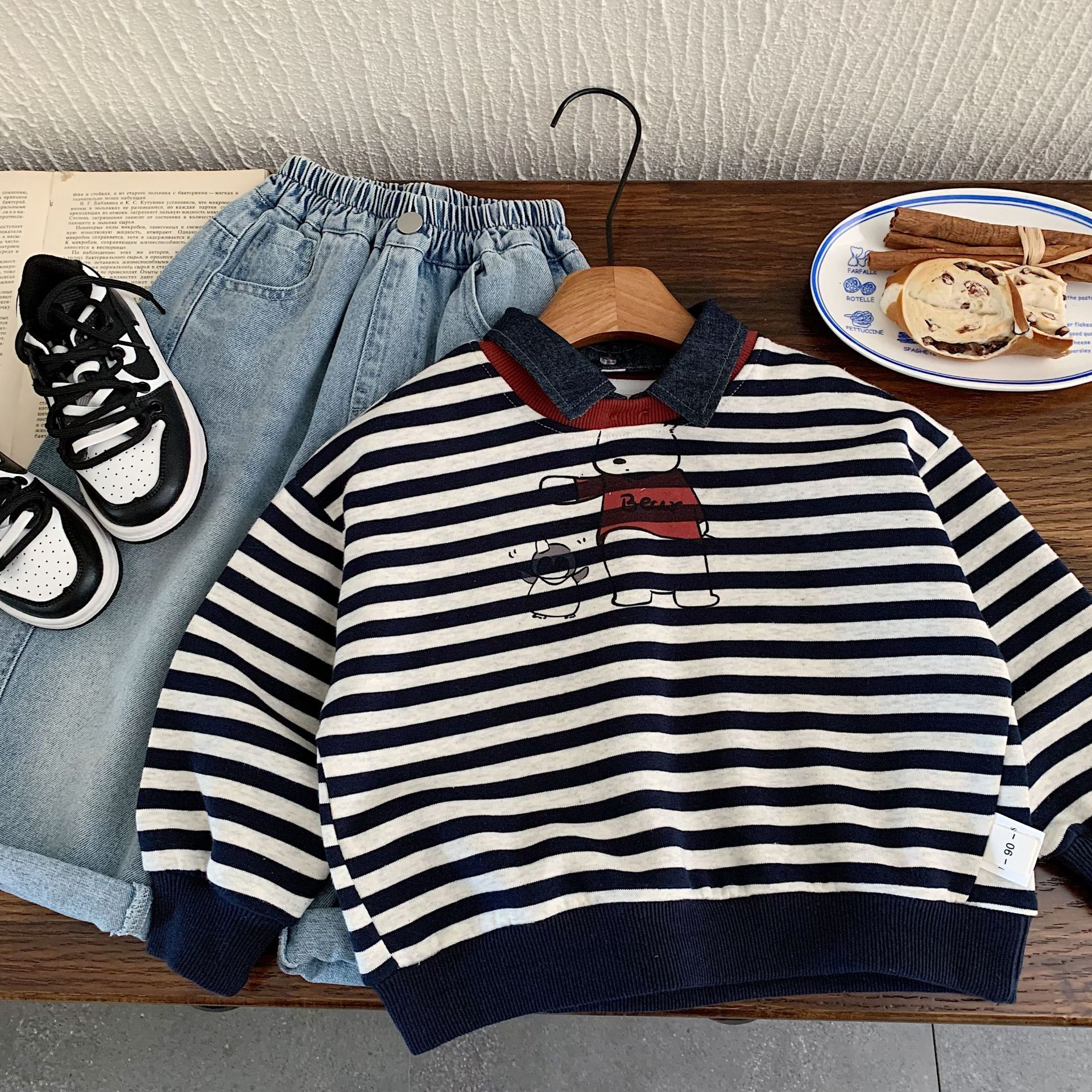 Kid Retro Stripe Polo Sweatshirt