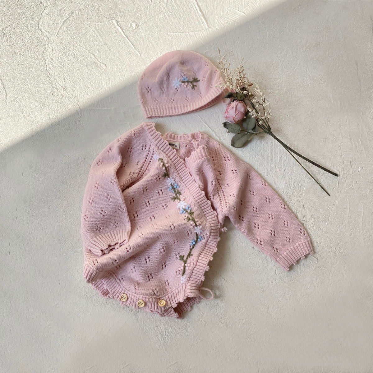 Baby Girls Floral Embroidered Sweater Bodysuit