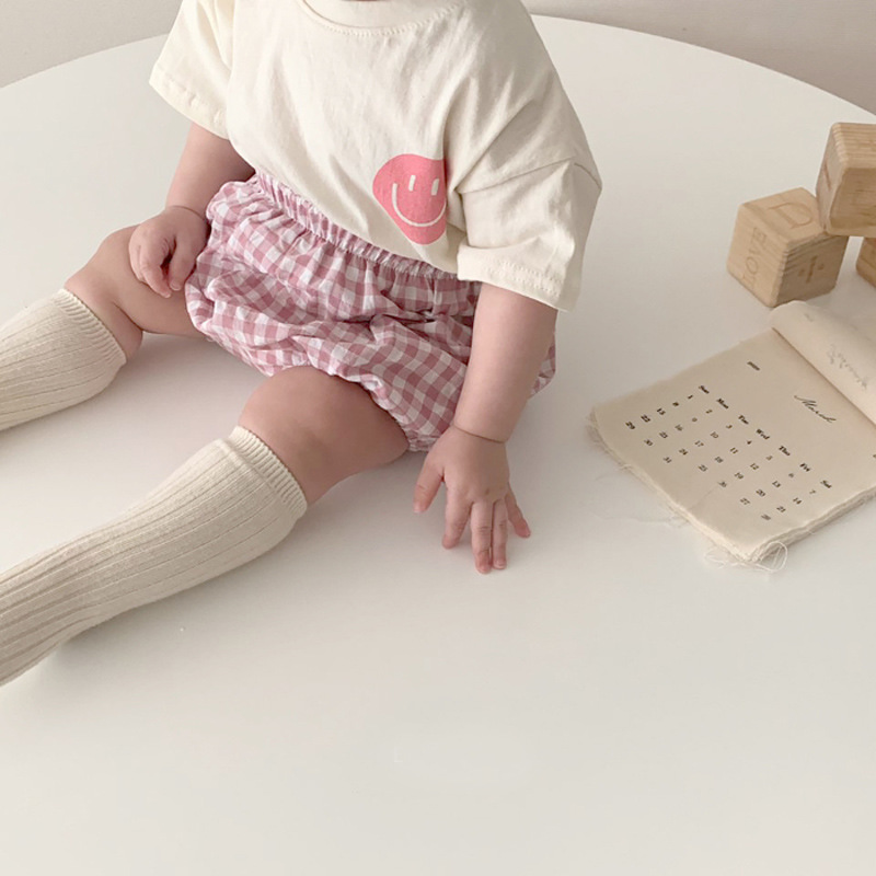 Baby Smile Tee & Plaid Shorts Set