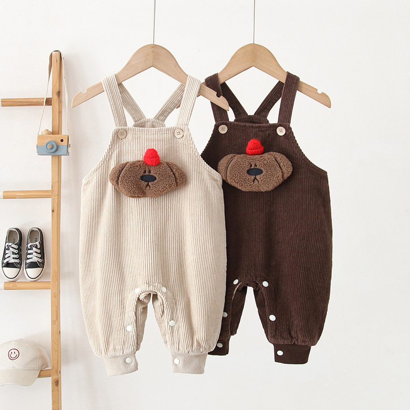 DailyBebe Kids Cute Animal Solid Color Corduroy Overalls