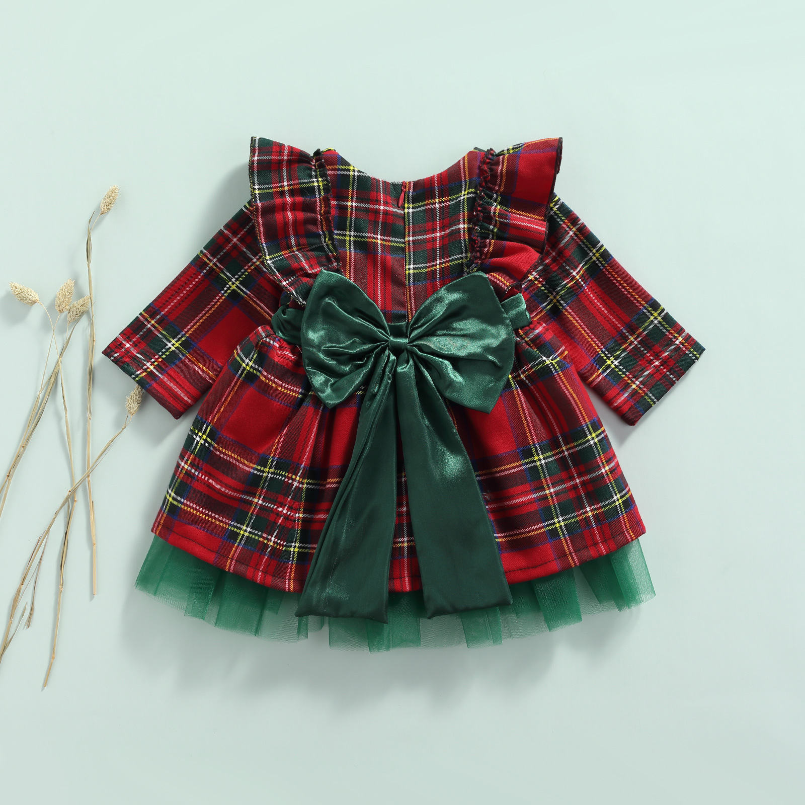 KidsBaby Girl Bow Sweet Plaid Dress