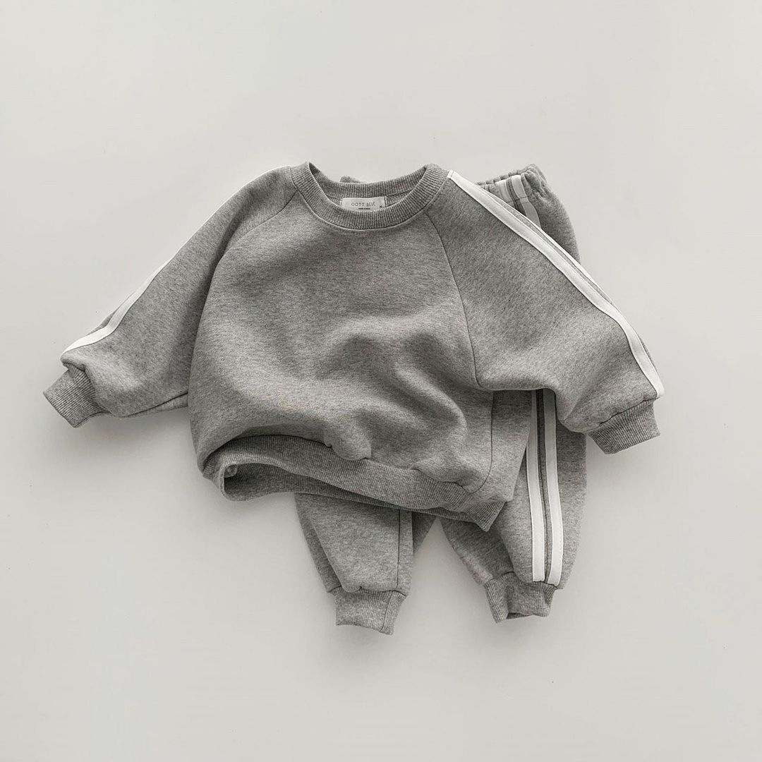 Baby Toddler Solid Color Ribbon Sweatshirt Set