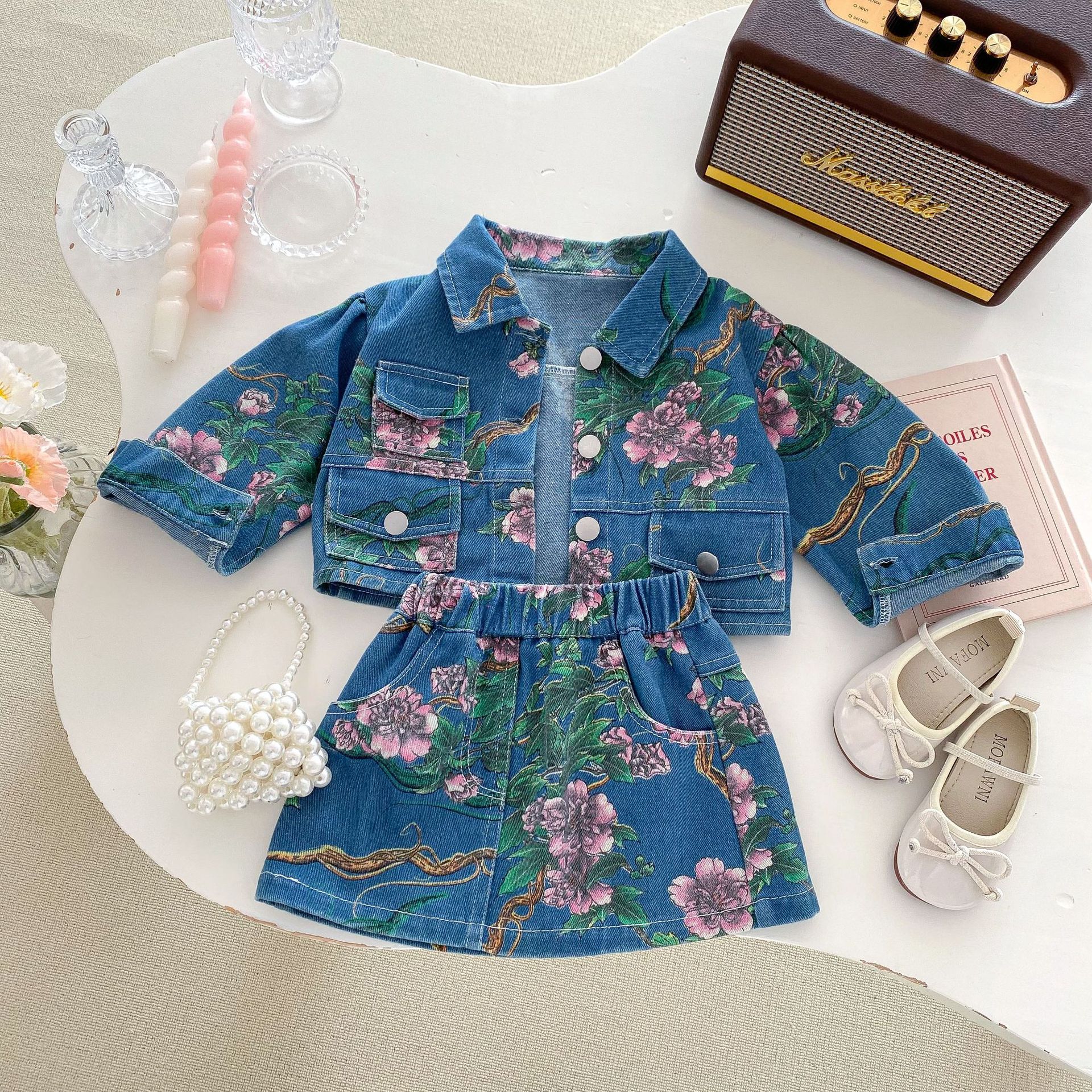 [Copy]2-Piece Baby Kid Girls Denim Half Skirt Dress Set