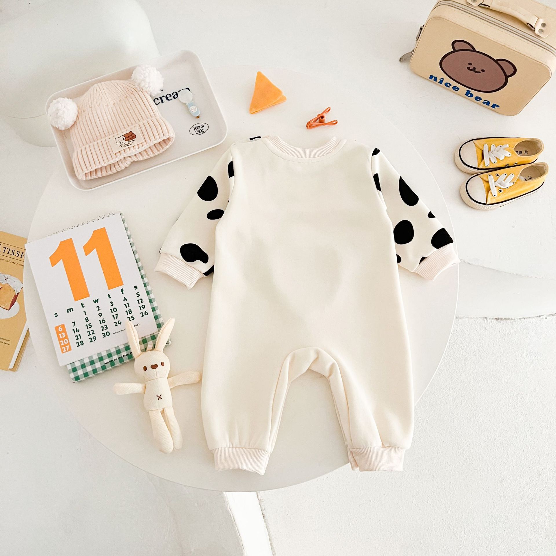 Baby Fake Two Pieces Milk Cow Romper