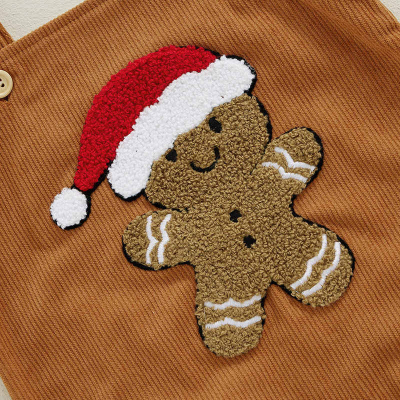 Baby & Christmas Embroidered Suspender Bodysuit