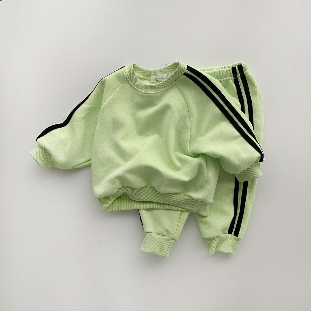 Baby Toddler Solid Color Ribbon Sweatshirt Set