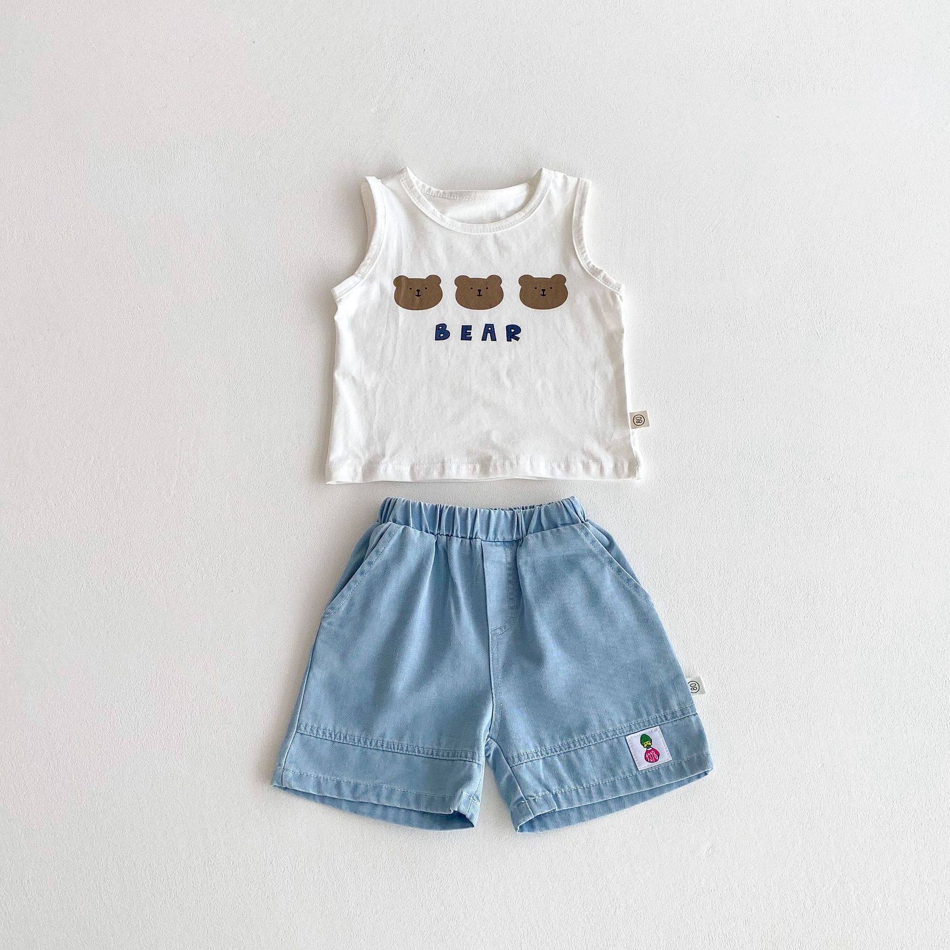 Baby 2-Piece Simple Waffle Sweatsuit Set