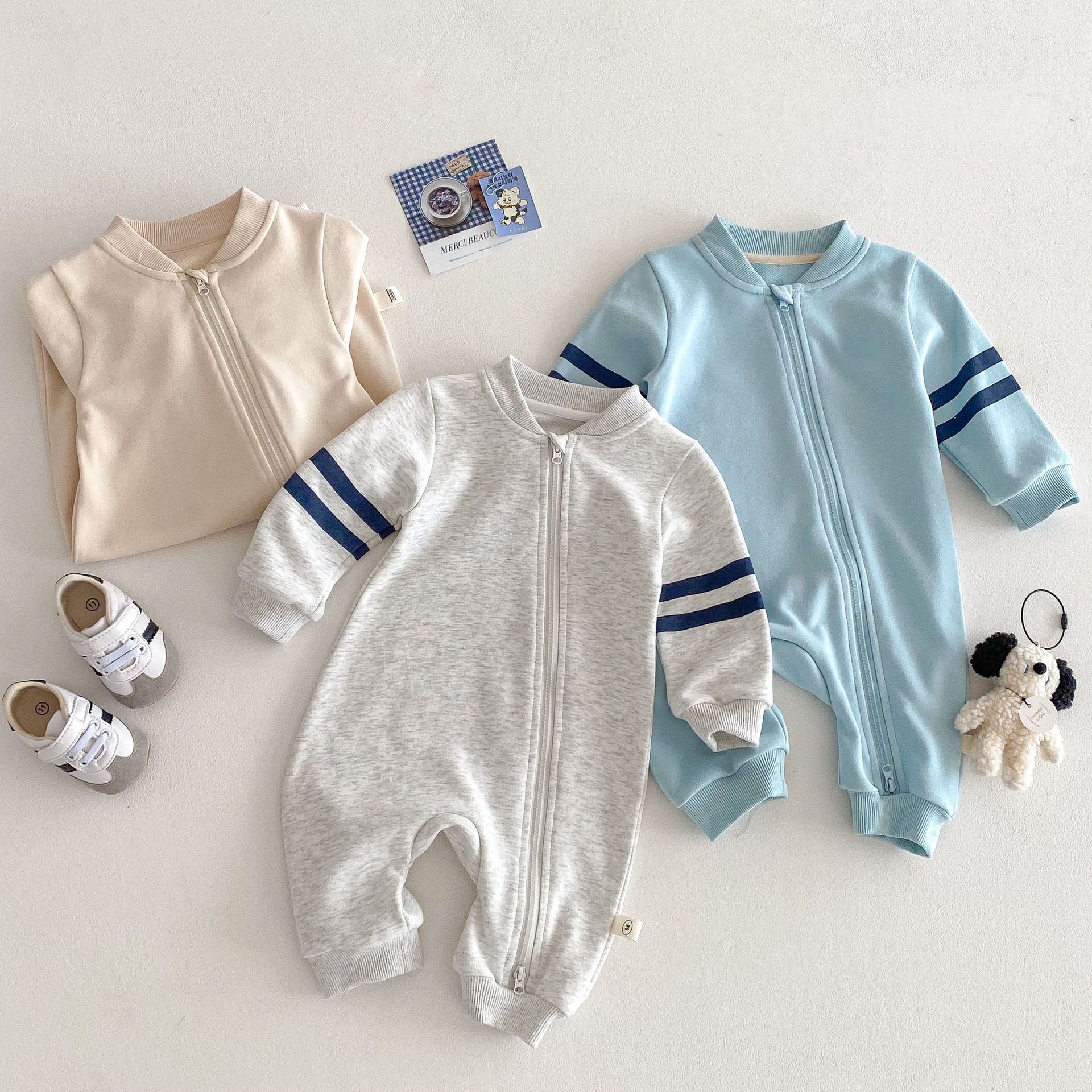 Baby Baseball Collar Jumpsuit