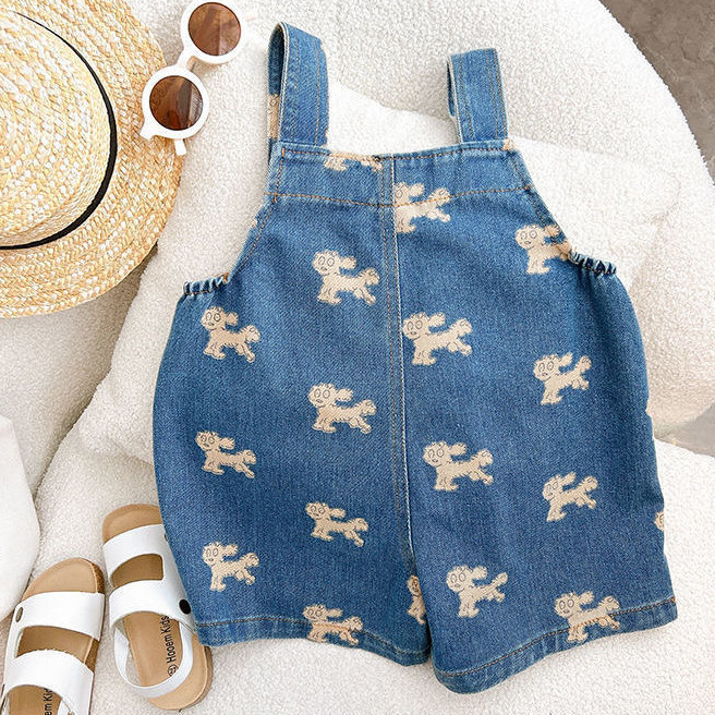 Kid Boy Bear Denim Overalls Shorts