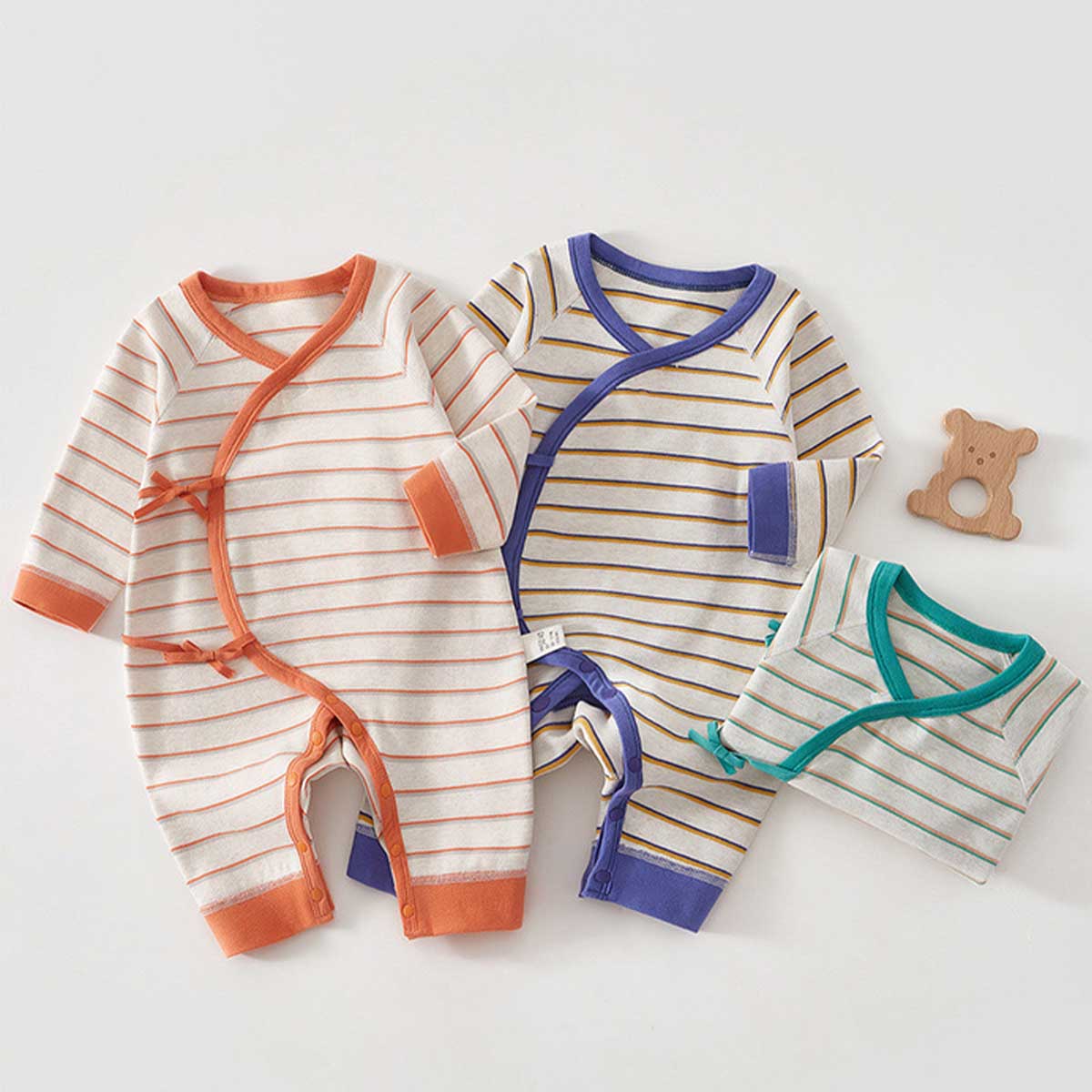 Baby Newborn Stripe Kimono Romper
