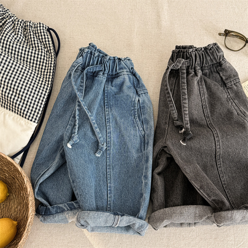 Kid Washed Denim Loose Pants