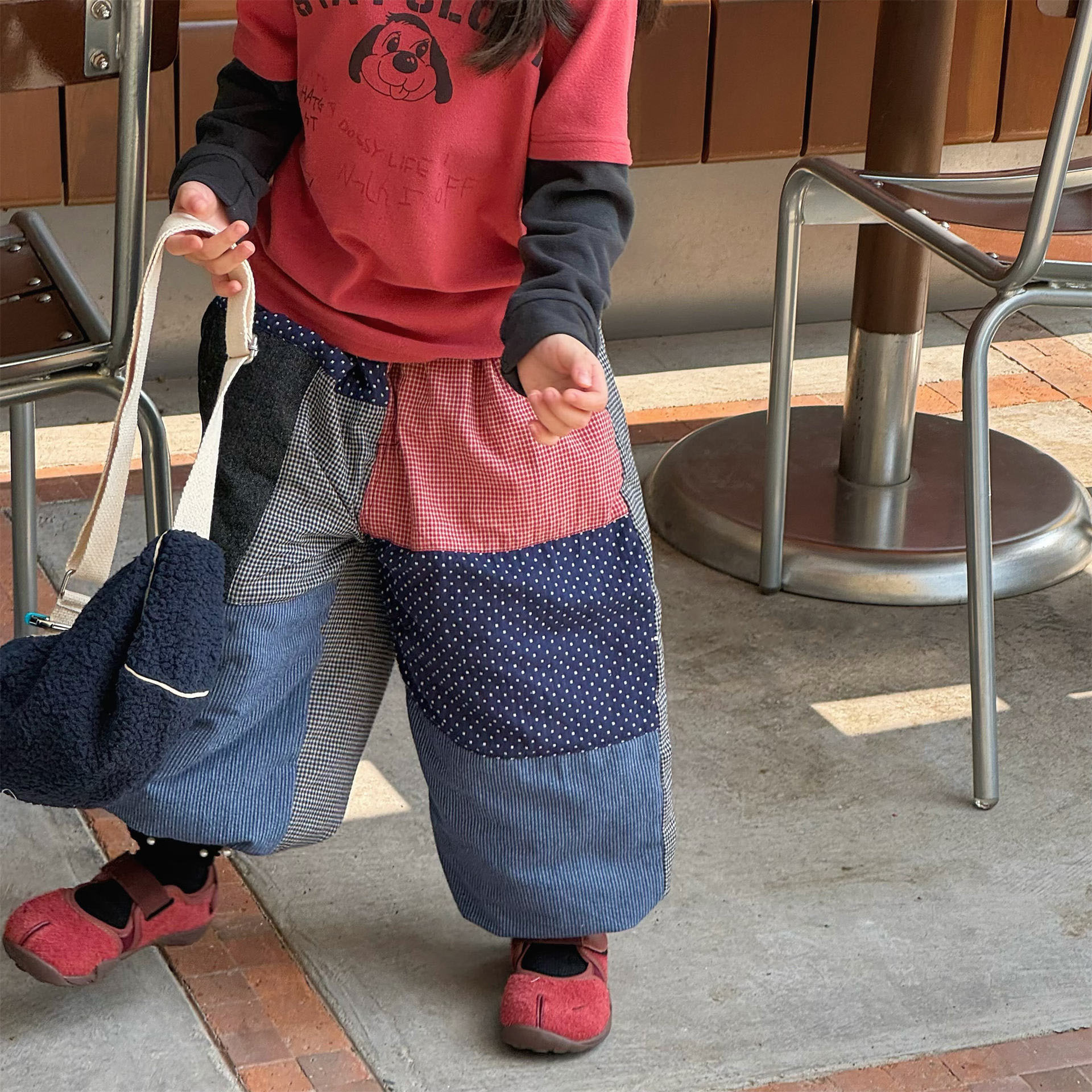 Kids Warm Patchwork Casual Pants