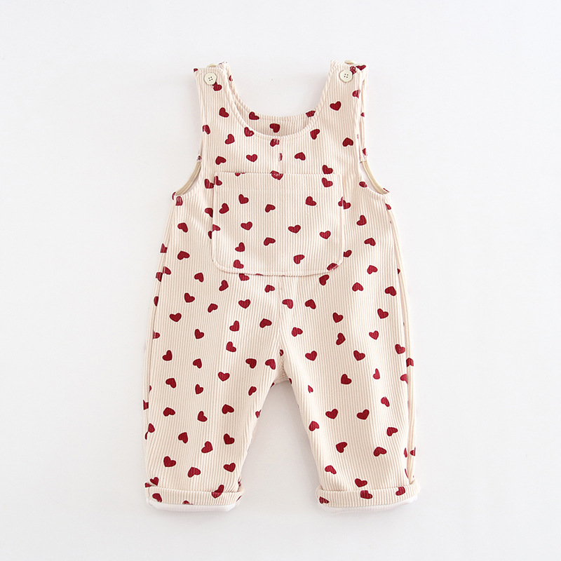 Baby Kid Heart Corduroy Overalls