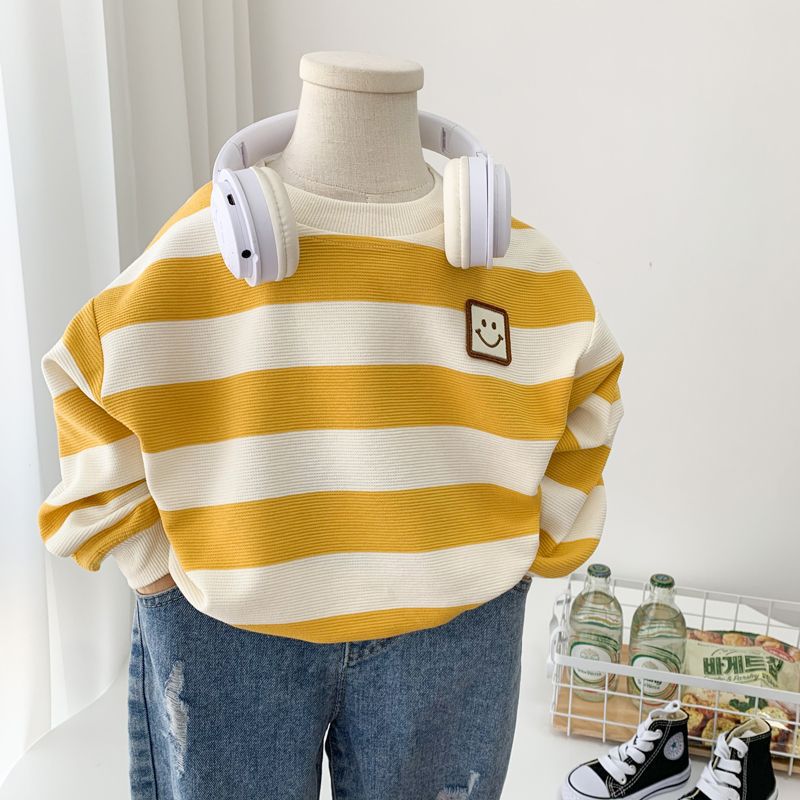 Toddler Boy Yellow Striped Smiley Face Sweatshirt