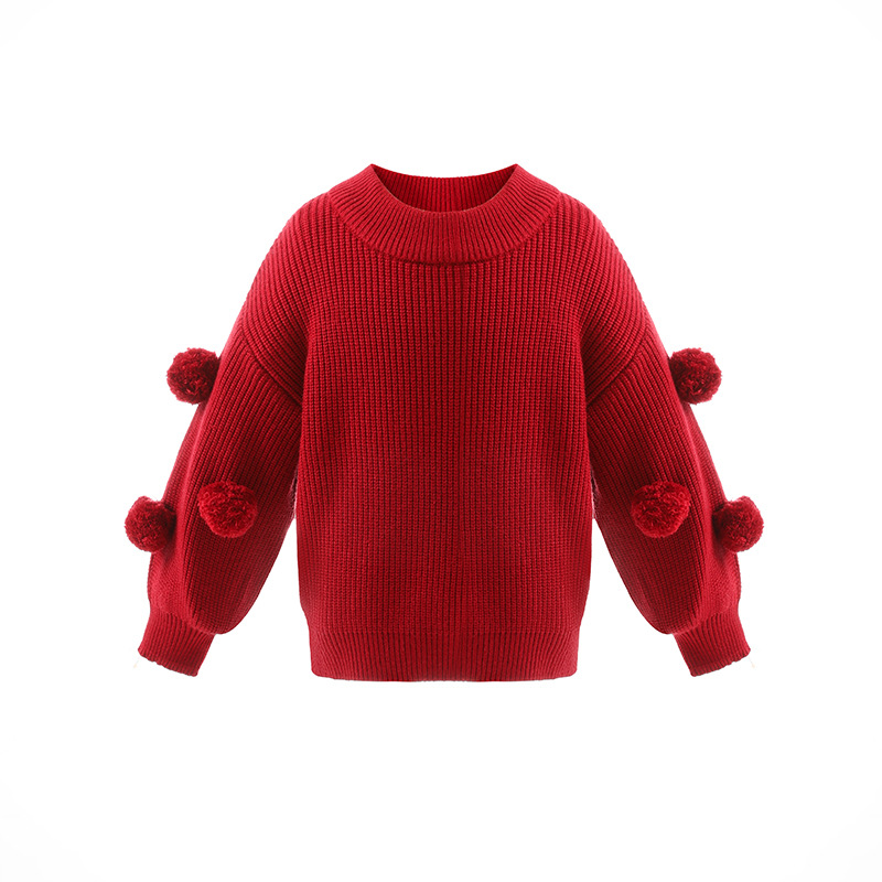 Kids Solid Color Sweet 3D Dot Knitted Sweater