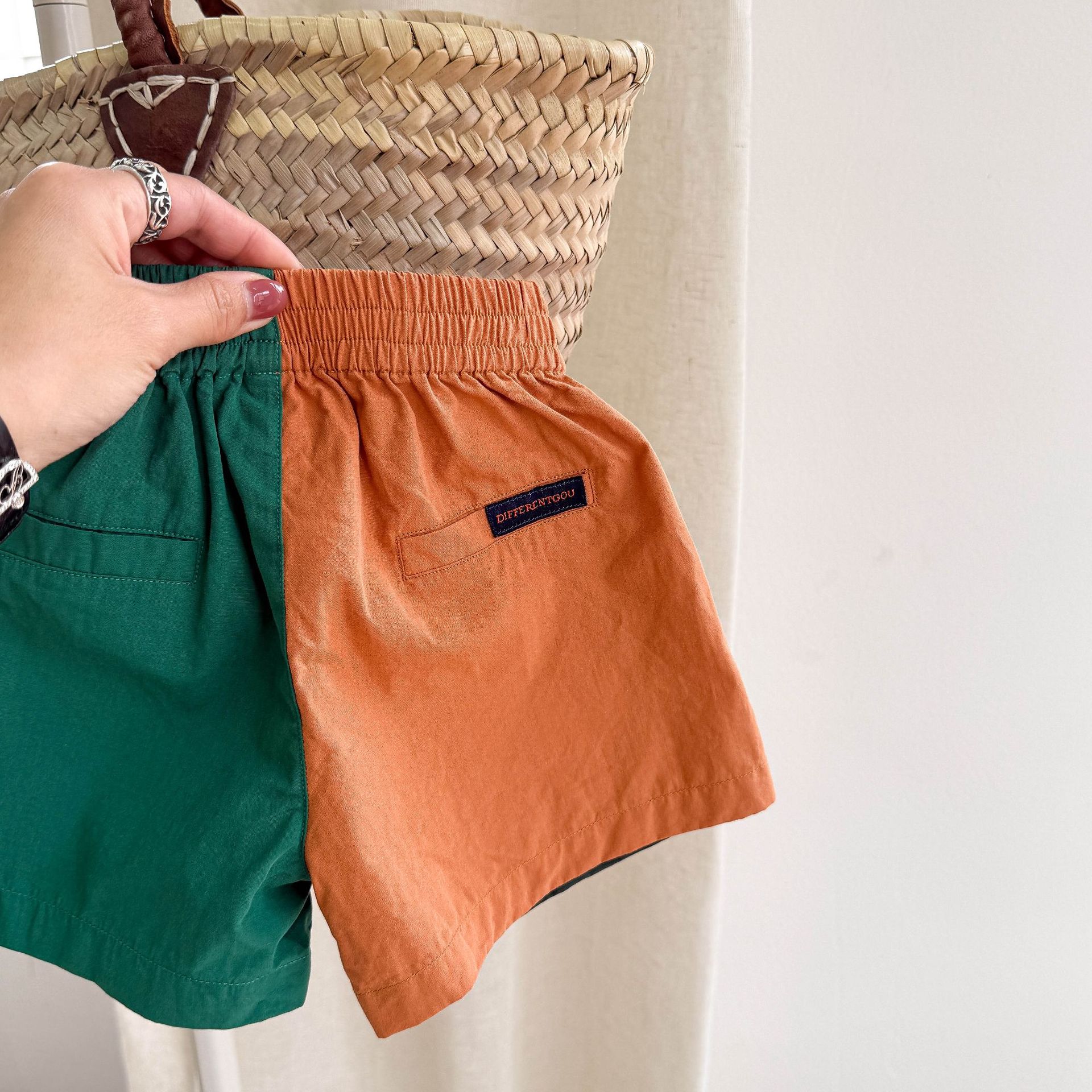 Toddler Penguins Embroidery Contrast Shorts