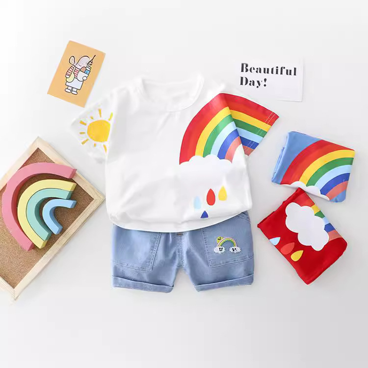 Baby Toddler 2-Piece Rainbow Denim Set