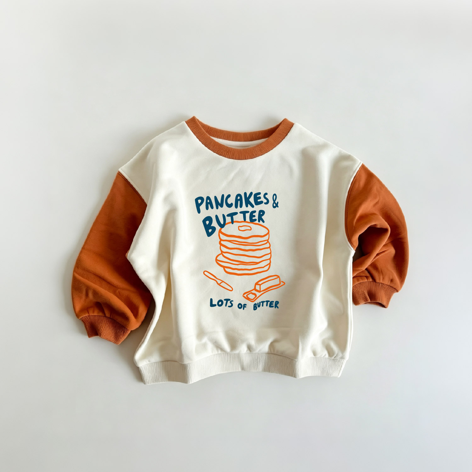  PANCAKES & BUTTER Baby & Kids Color Blocking ​​Sleeves Sweatshirt