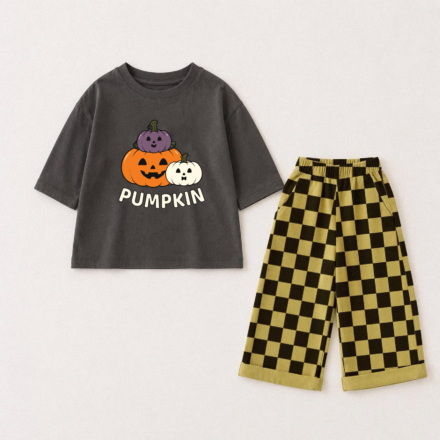 Baby & Kids Pumpkin Checkerboard 2 Piece Set