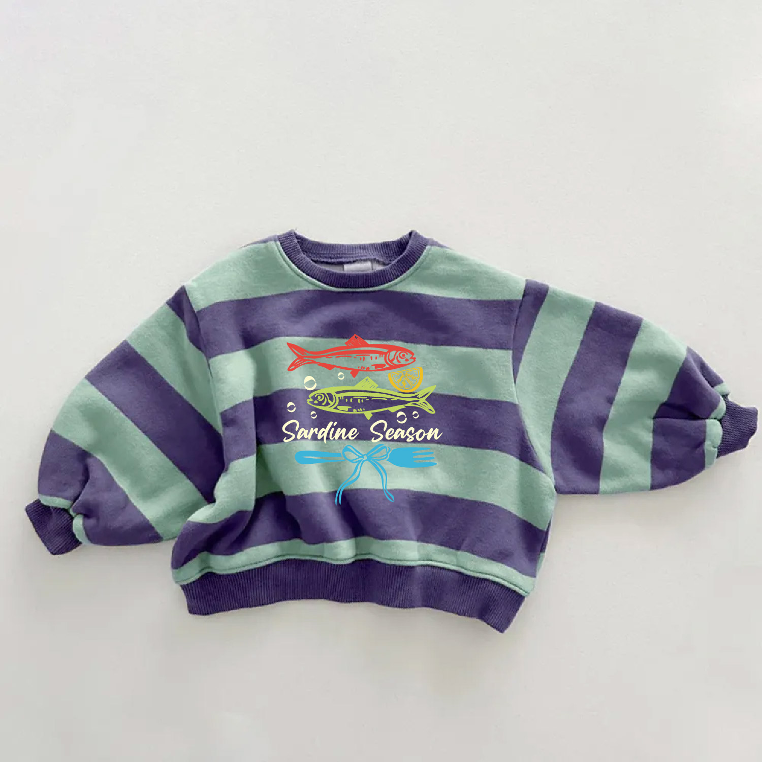 SARDINE SEASON Baby & Kids Fish Lemon Stripe Sweatshirt