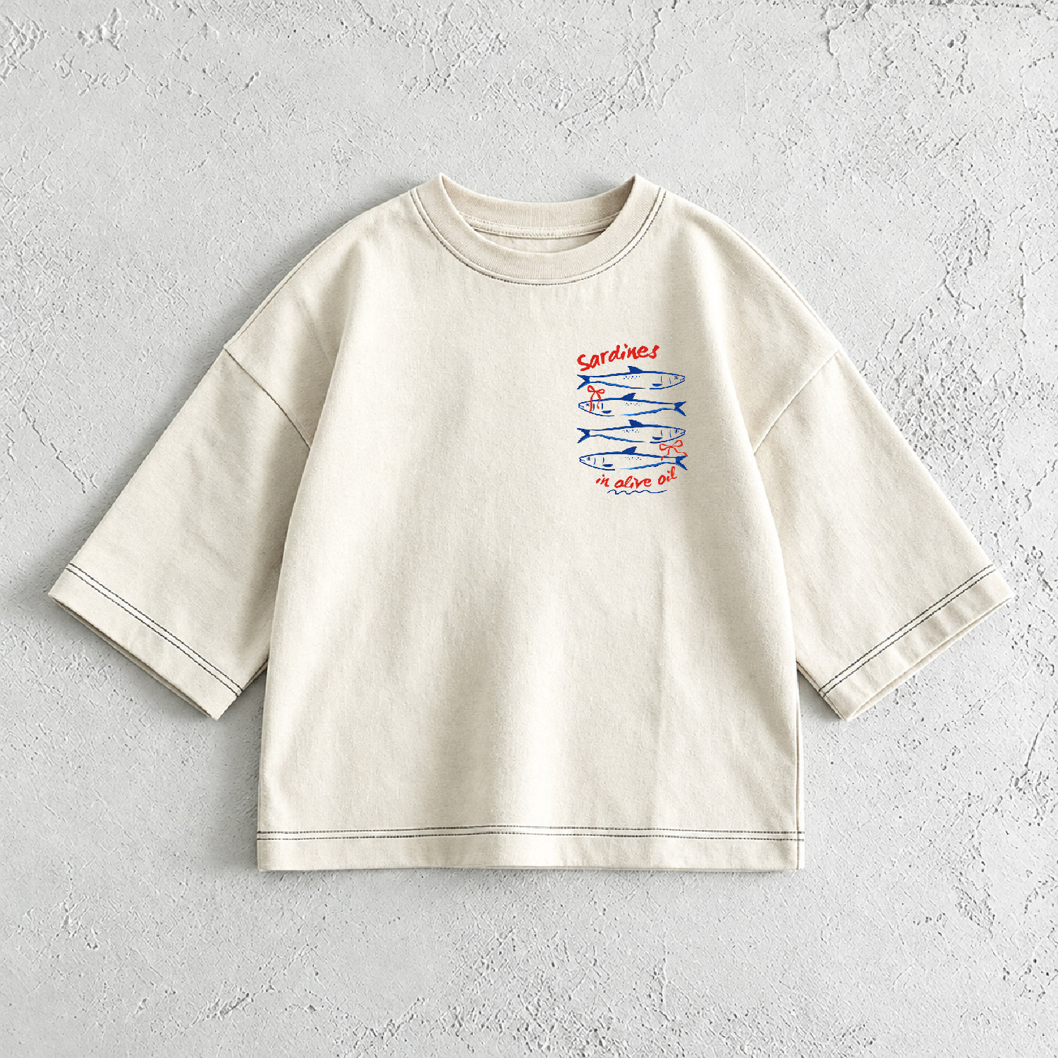 SARDINES IN OLIVE OIL Baby & Kids Duck Print Front & Back T-Shirt (6M-12Y)