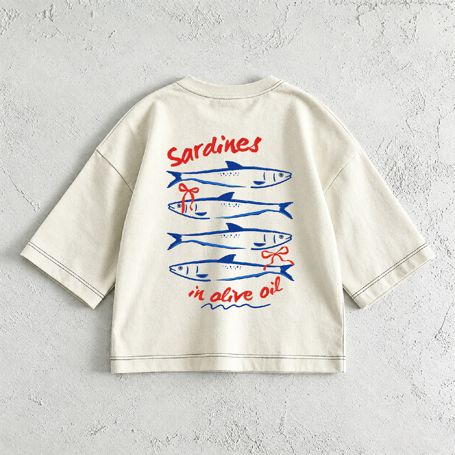 SARDINES IN OLIVE OIL Baby & Kids Duck Print Front & Back T-Shirt (6M-12Y)