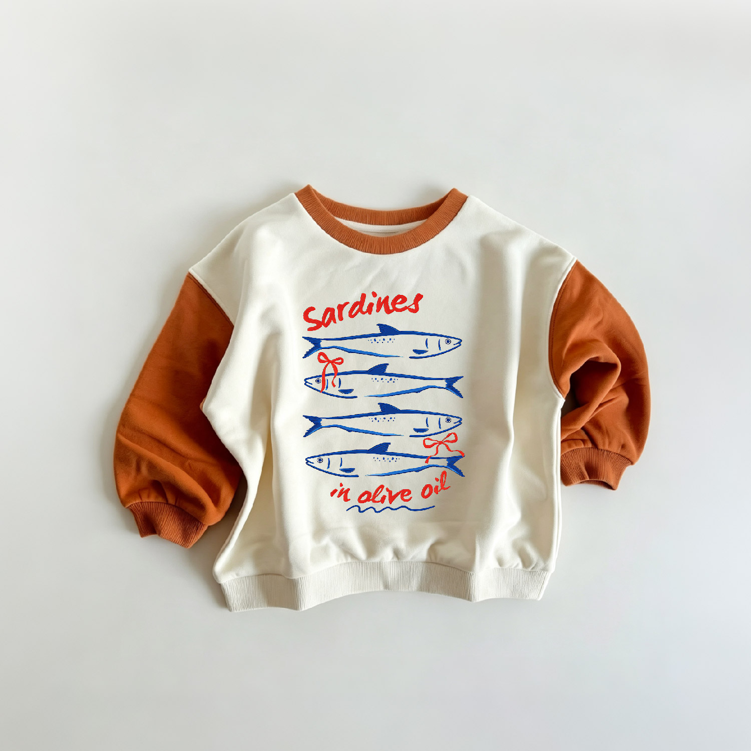SARDINES IN OLIVE OIL Baby & Kids Color Blocking ​​Sleeves Sweatshirt