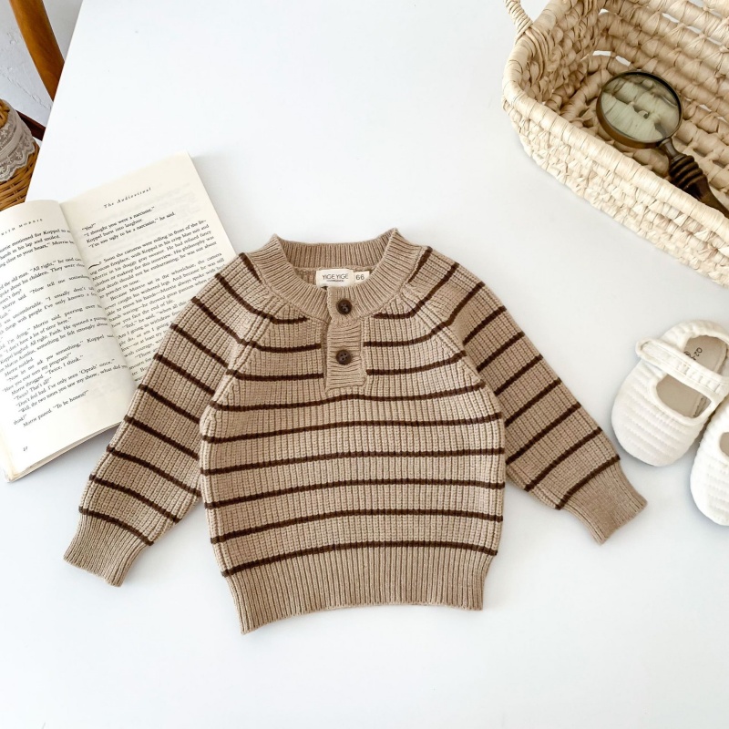 Baby Striped Sweater Overalls Set