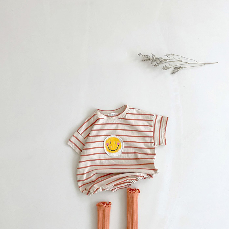 Baby Smiley-Face Striped Romper