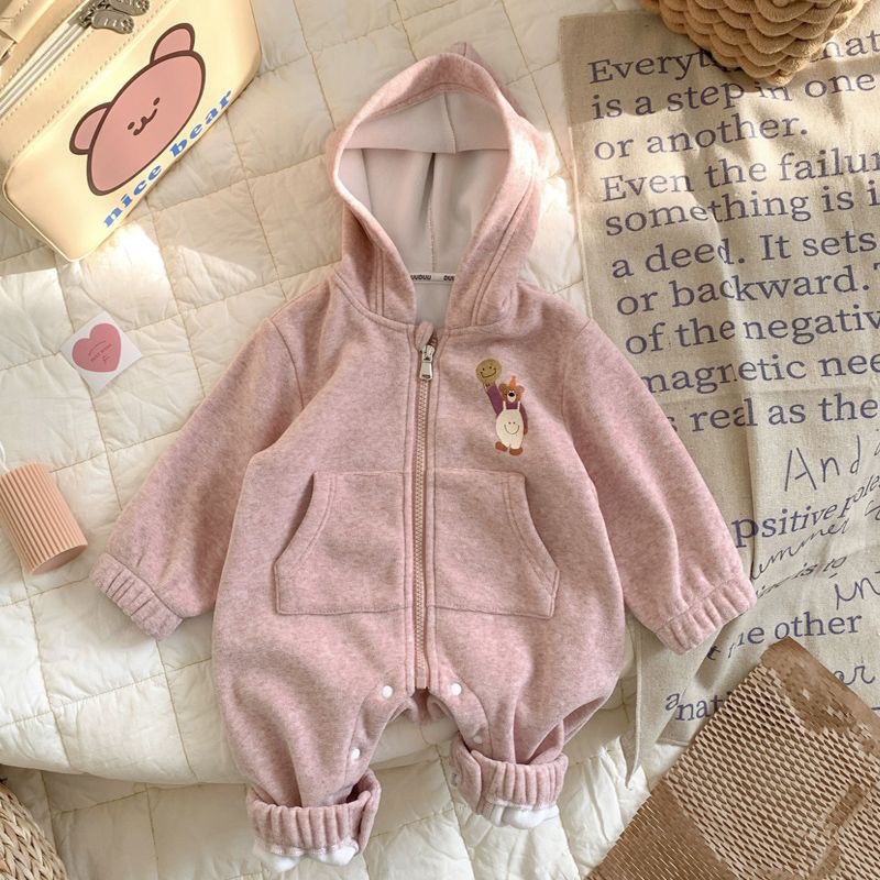 Baby Toddler Bear Print Hooded Romper