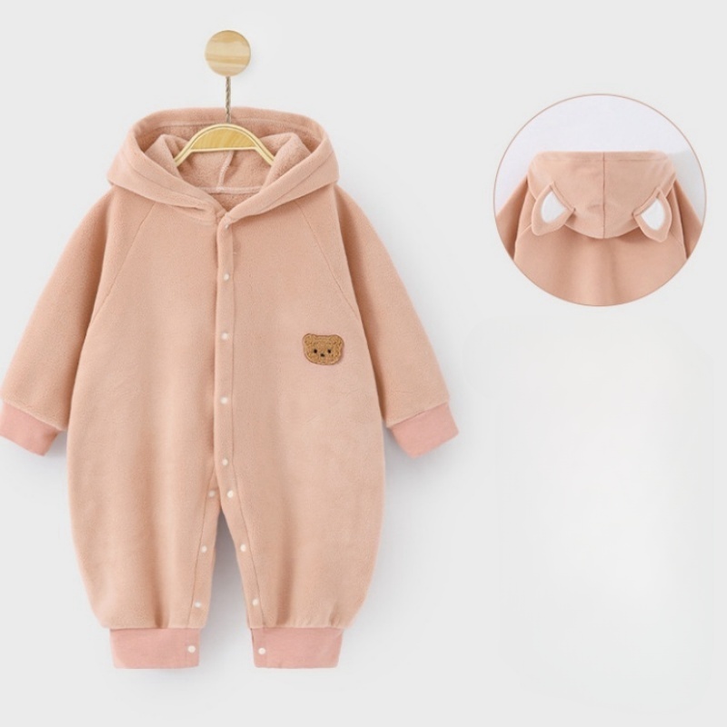 Baby Newborn Warm Bear Hooded Romper