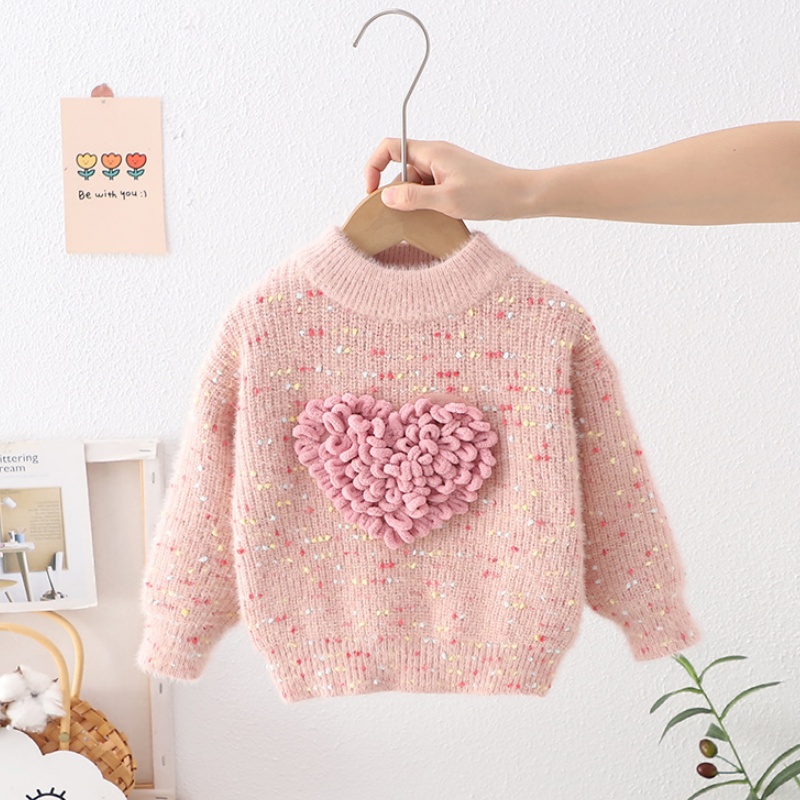 3D Heart Baby Toddler Girl Sweater