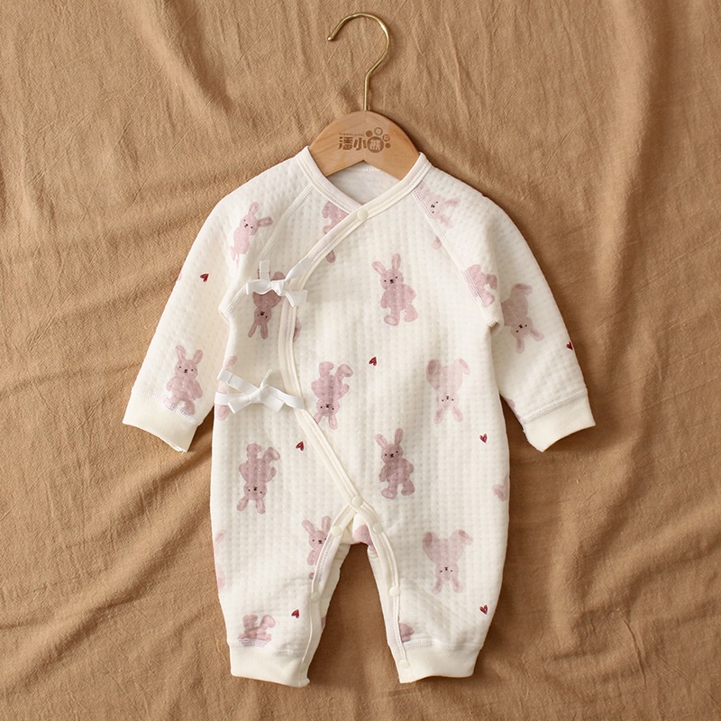 Baby Newborn Warm Rabbit Print Romper