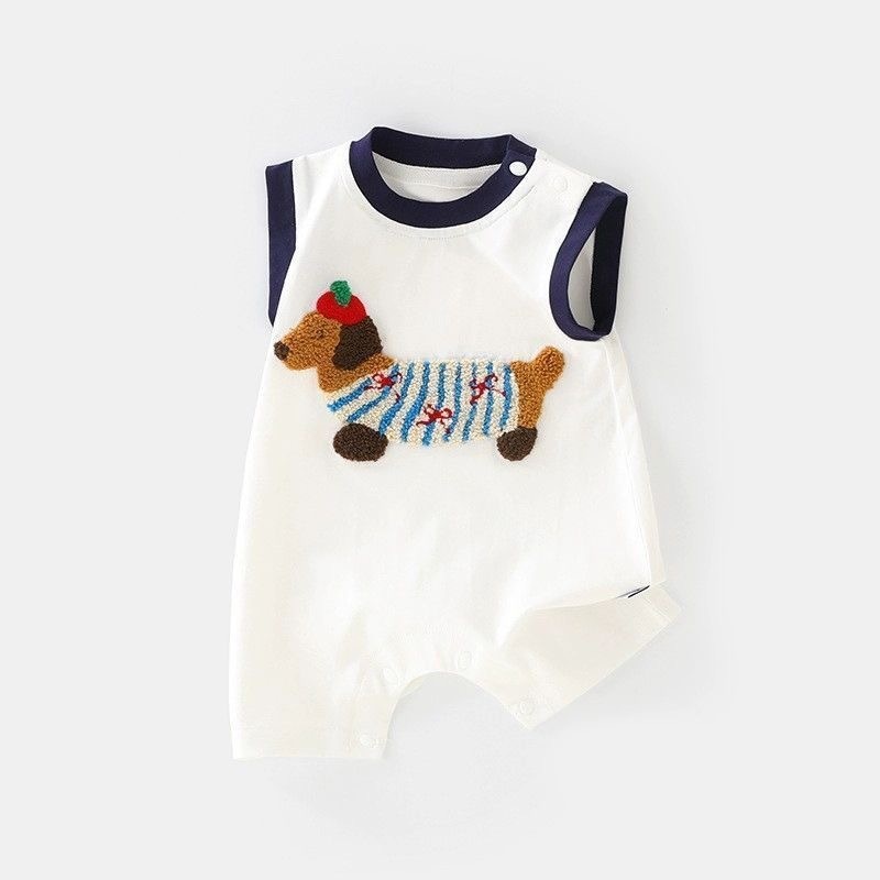 Baby Dog Print Sleeveless Romper 