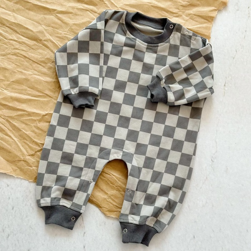 Baby Newborn Checkered Lightning Print Romper
