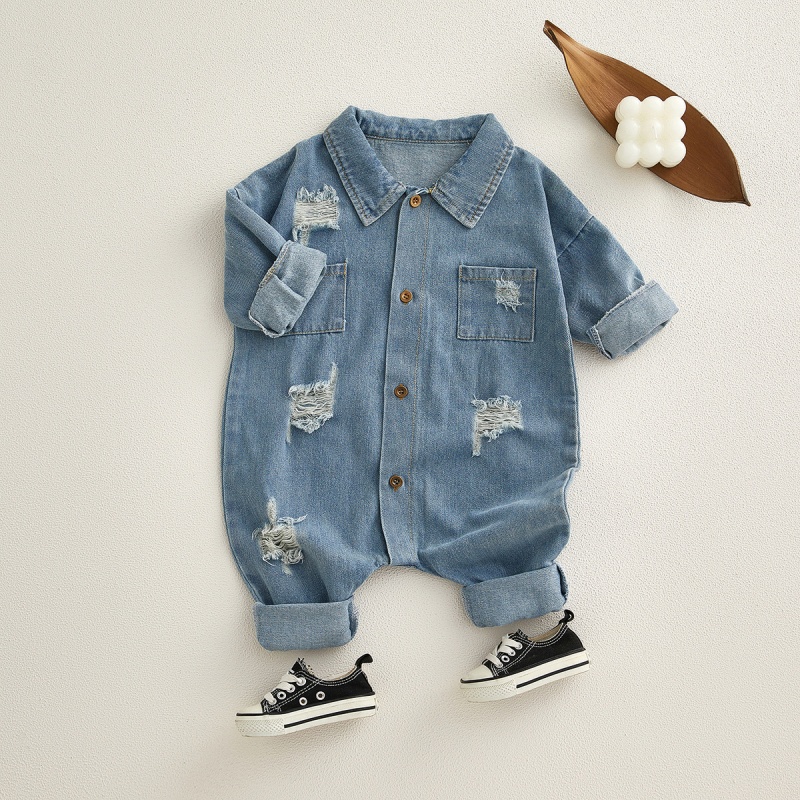 Baby ripped denim romper