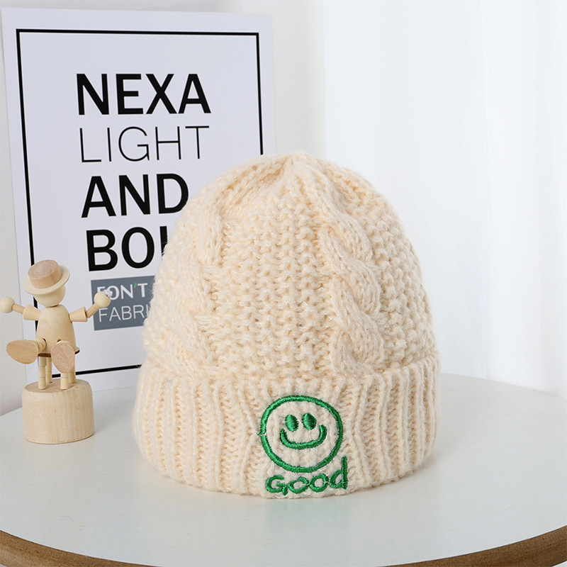 Baby Smiley Solid Color Warm Wool Hat