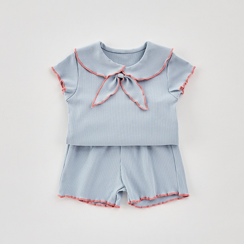 Baby Girl Bow Tie Stretch Shorts 2-Piece Set